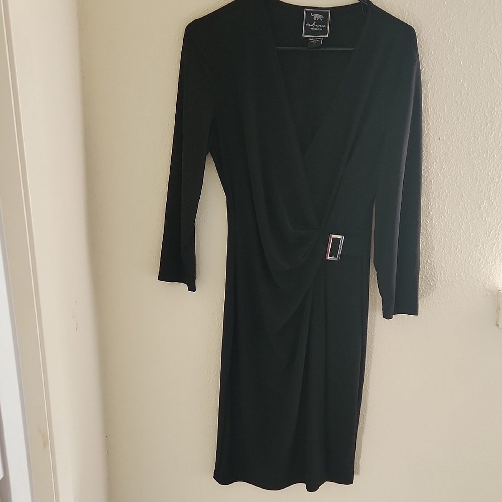 Cache Green Long Sleeve V-Neck Sheath Dress